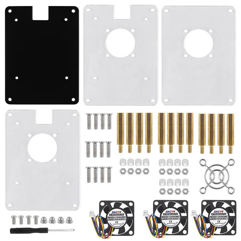 Raspberry Pi 5 Acrylic Case Transparent Shell with PWN Cooling Fan Stackable Plate Case for RPI 5 Pi5 Cluster DIY Electronic: WHITE