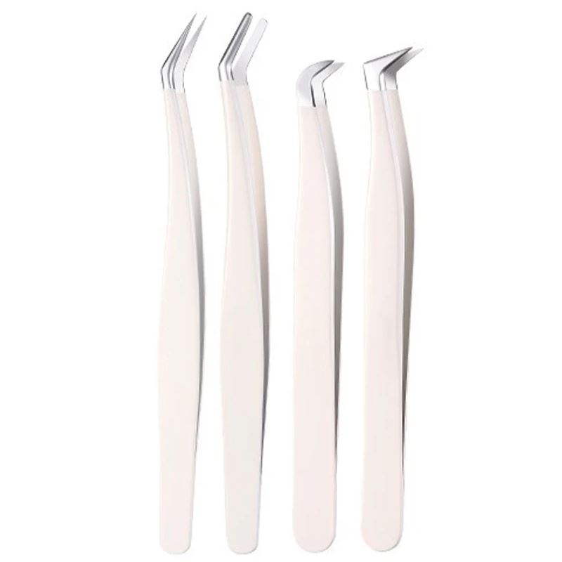 Pinzas multifuncionales, pinzas para pestañas de acero inoxidable, parches para injerto de pestañas postizas, ayuda para pestañas postizas, pinzas portátiles Be: Naranja