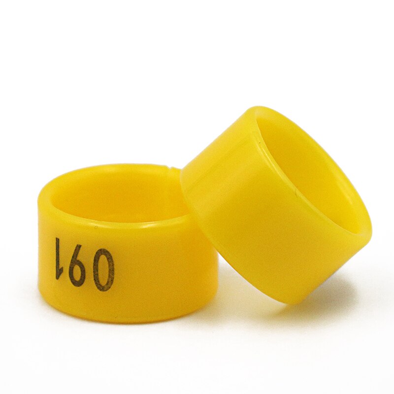 100 Stuks Kip Voet Ring Digitale Plastic Kip Been Gesp Identificatie Ring Kuiken Eend Gans Mark Ring Farm Animal Apparatuur: Yellow