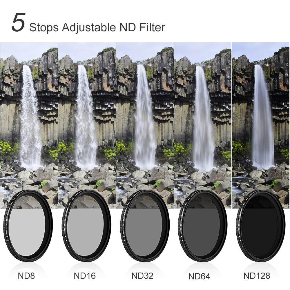 K &amp; F Concept ND8-ND128 – filtre ND Variable sans point X, filtre de densité neutre, 52mm 58mm 62mm 67mm 72mm 77mm 82mm