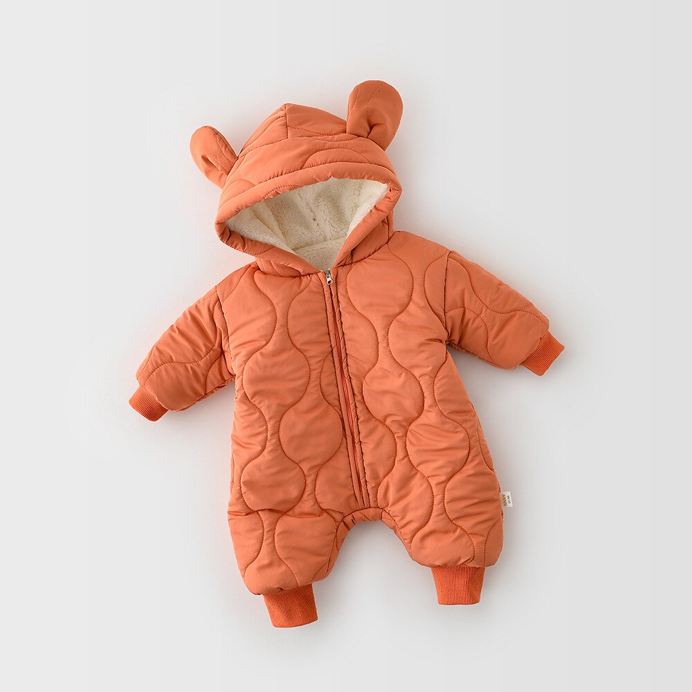 Milancel 2020 inverno novo bebê roupas urso orelha do bebê meninos macacão de pele forro infantil meninas outfit: brick red / 12 m