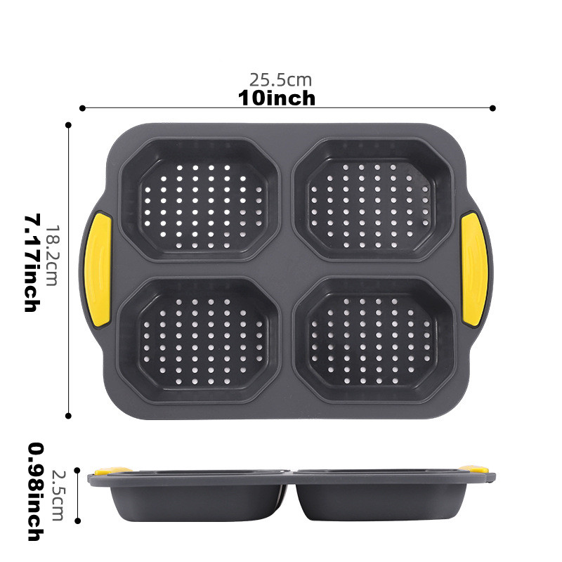Hamburger Bun Mold Non-Stick Food Grade Silicone Bread Loaf Pan Baguette Pan French Bread Baking Forms Burger Buns Sandwich Tray