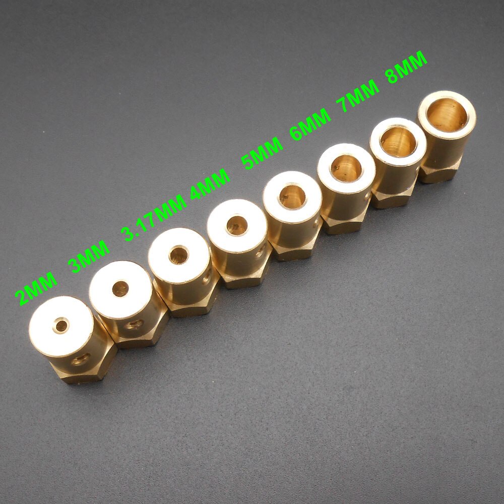 20Pcs X 12MM Hex Brass Shaft Motor Coupling Coupler 2MM 3MM 3.17MM 4MM 5MM 6MM 7MM 8MM L=18MM For Wheel Tyre DC Motor *FD895-902