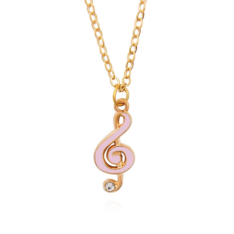 Musiknoten-anhänger-halskette, musiksymbol, schwarz, blau, pink, schicke violinschlüssel-halskette, choker, schmuckstück, damen-musik: Stil 2