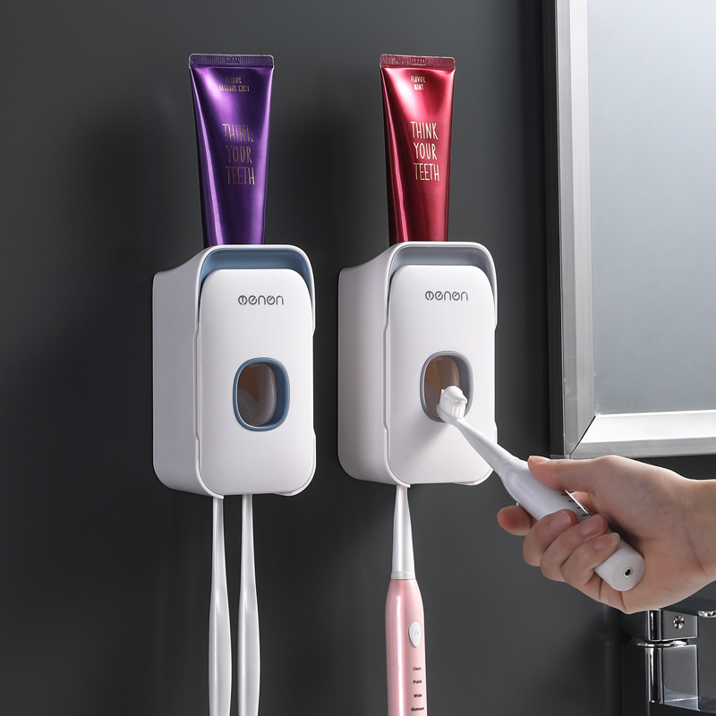 Waterproof Automatic Toothpaste Dispenser Wall Mounted Toothbrush Holder Toothbrush Storage For Toilet Bathroom Accessories Set