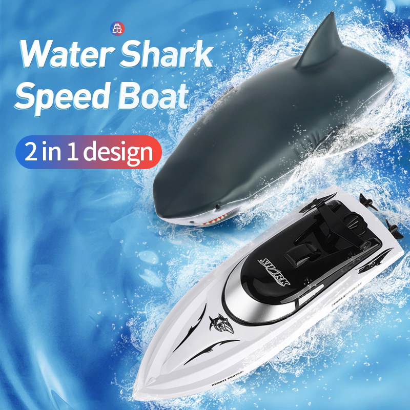 Rc Boot 2.4G Speed Boot 2in1 Shark Bateau Barcos Rc Model Waterdichte Hoge Snelheid Dynamoelectric Dubbele Motor Aangedreven