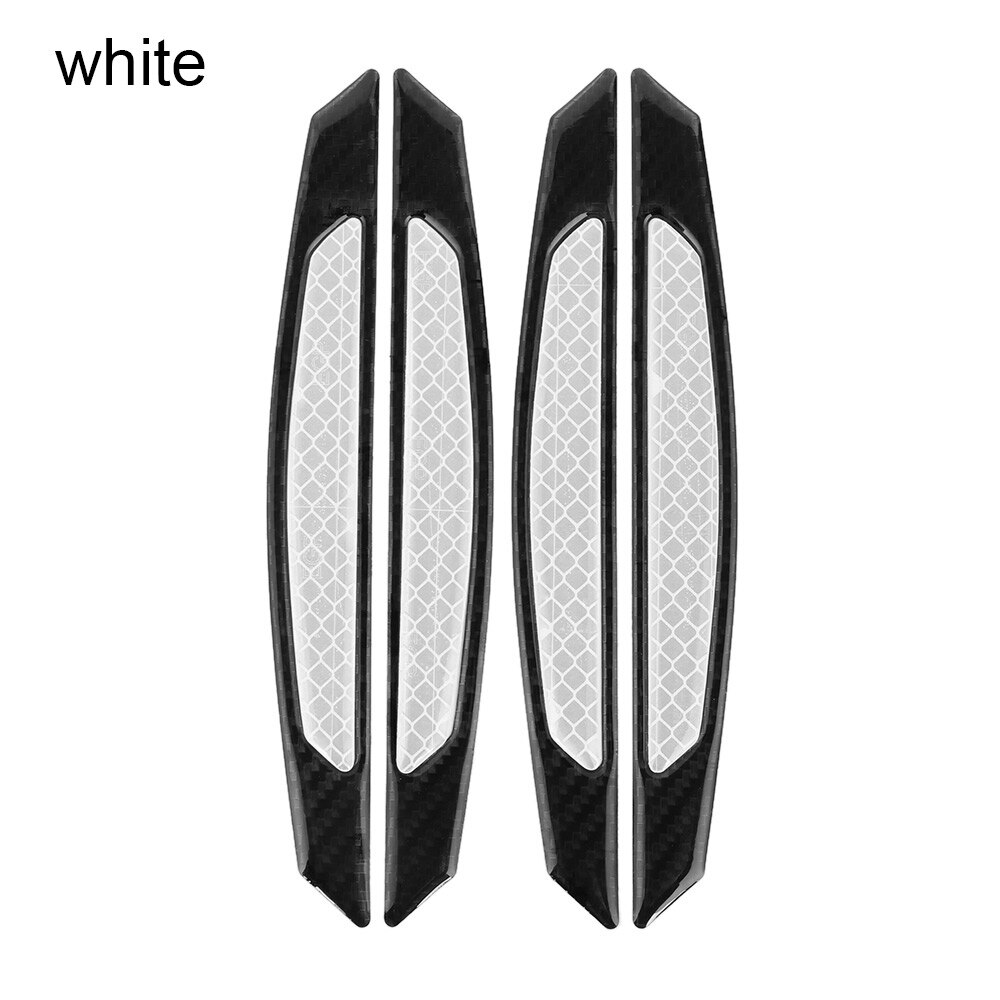 4Pcs/Pack Car Door Bumper Sticker Warning Safety Mark Anti-collision Auto Side Anti-scratch Strip Car Reflective Strip: White
