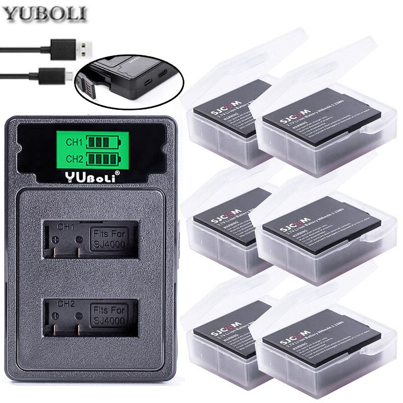 thumbnail image 2 of 4 Pack 900mAh 3.7V Li-ion Batteries + USB Dual Charger For SJCAM SJ4000 / SJ5000 Action Cam 2 of 5