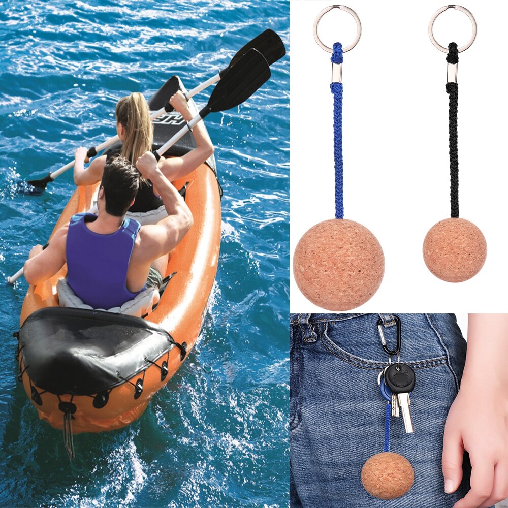 Porte-clés boule de liège 53mm/35mm bouée flottante, porte-clé pour Sports d'eau plage voyage pêche bateau à rames outil de piscine