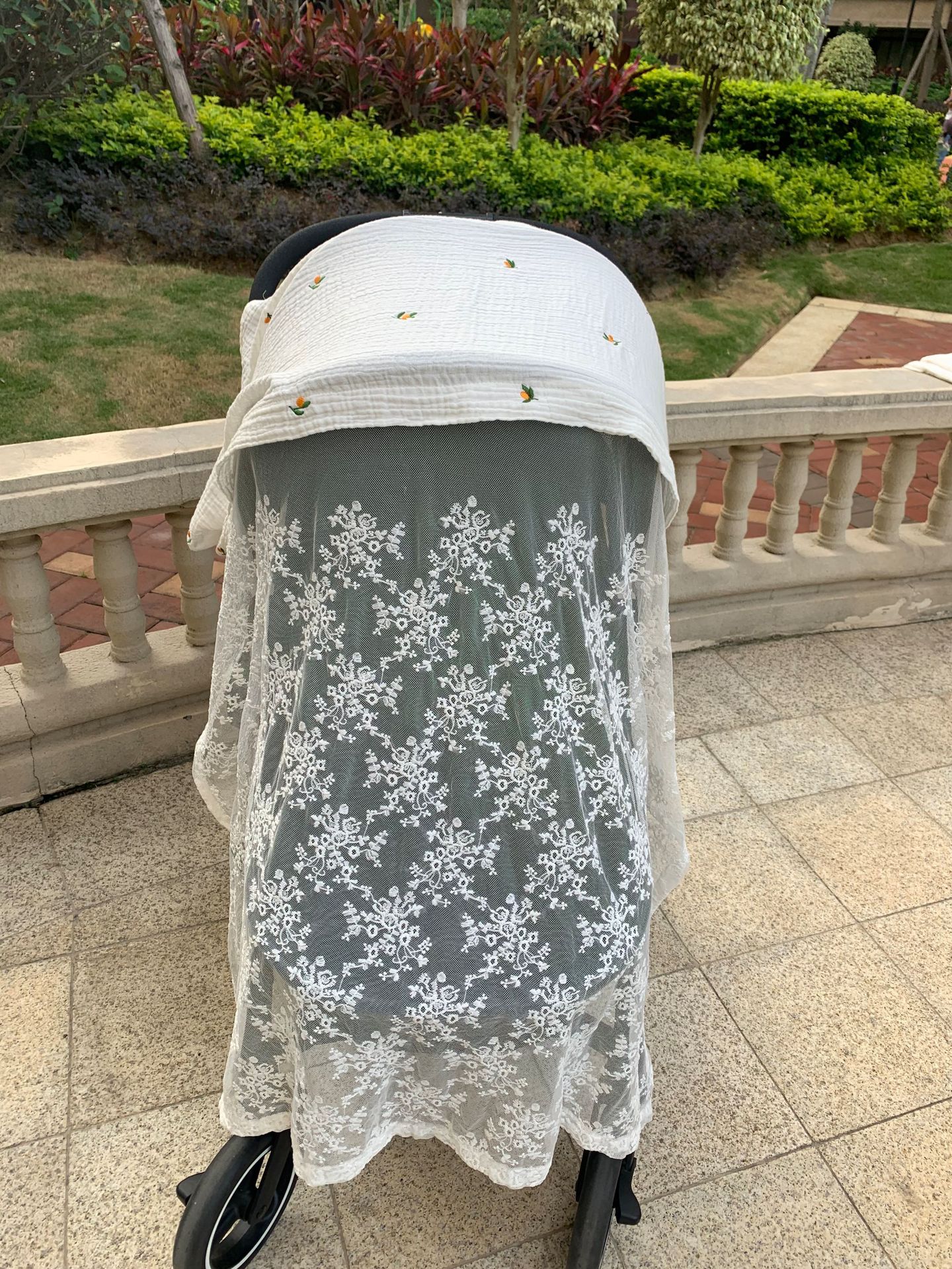Funda para carrito de bebé transpirable de malla de red antimosquitos gasa parasol parabrisas cortina con filtro solar 130x100cm