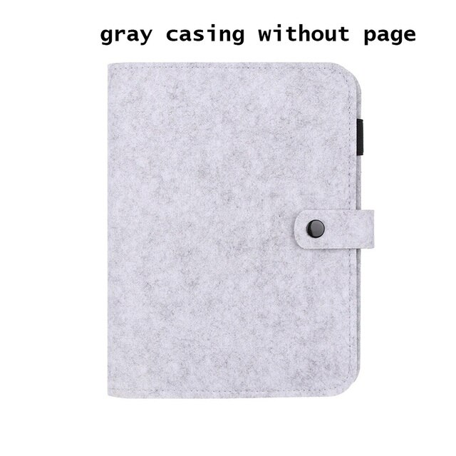 A5 A6 Vilt Shell Notebook Doek Stof Notebook Ringband Dagboek Notebook Papier Houder Draagbare Dagboek Briefpapier: A6-gray