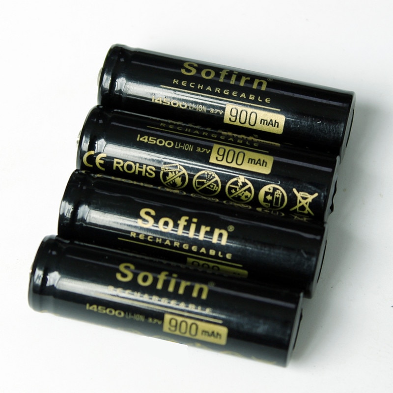 Sofirn 4 stuks 14500 900 mah Li-Ion Oplaadbare Batterij Batterijen Baterias Bateria Voor LED Zaklamp