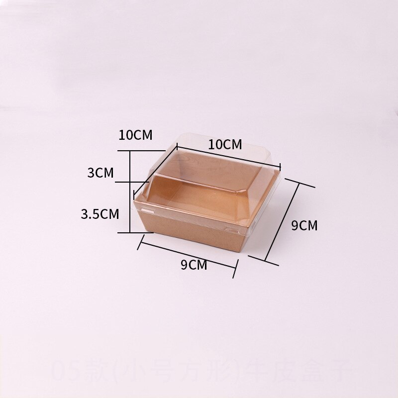 10pcs Rectangular/Square Kraft Paper Box Sandwich Wrapping Boxes With Plastic Clear Lids Cake Bread Snack Bakery Food Packing: 10