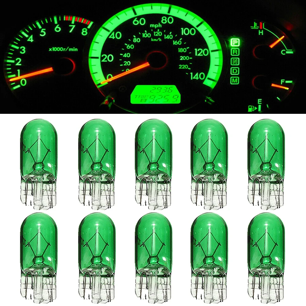 10 Stücke Auto T10 Halogen 3 Watt 194 158 Keile 12 V Autolampe Weiße Glühbirnen Instrumentenlicht Leselampen Umrisslampe Autozubehör: Grün