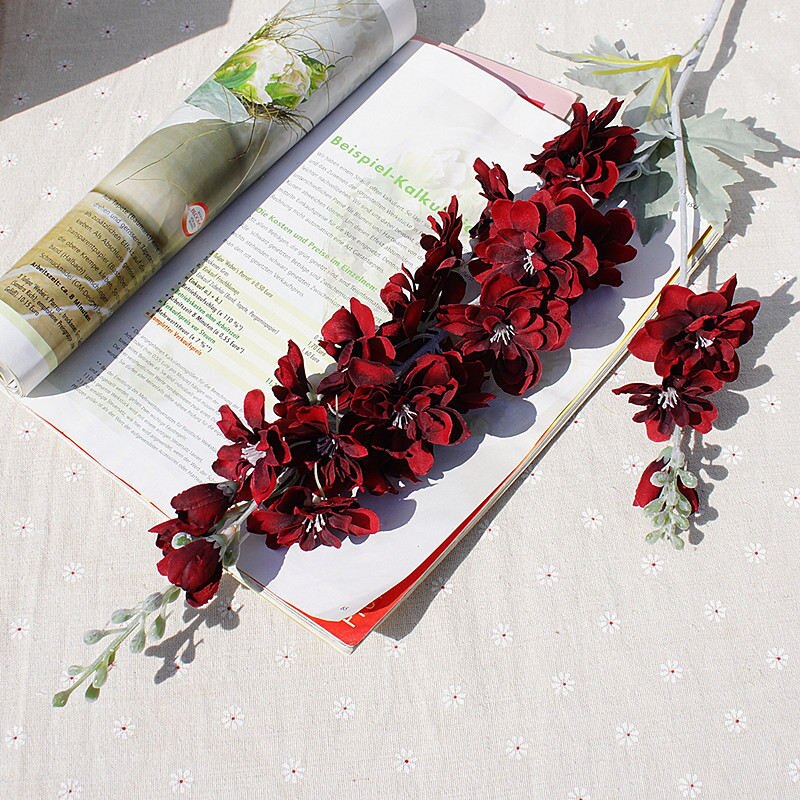 long stem silk flower Artificial flowers Wedding party decoration flores fleur artificielle: Wine Red