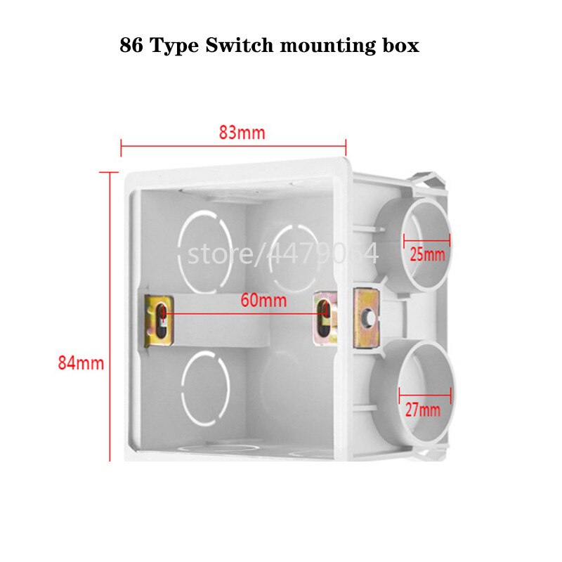 Caja de conexiones de conjunto de Base de enchufe de 60mm, 80mm y 120mm, caja inferior de montaje en superficie, enchufe de interruptor de pared, caja de instalación Universal blanca: Multicolor