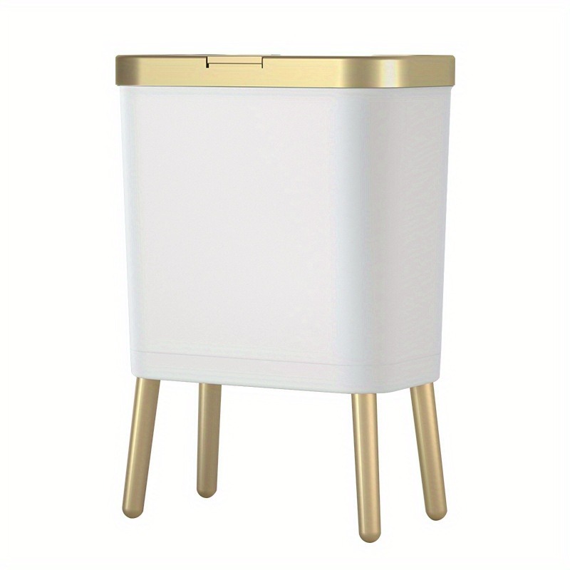 1pc 15L grote vierkante plastic prullenbak met geurafdichtend deksel - multifunctionele sorteerbak toilet - verhoogde poten: Light Grey