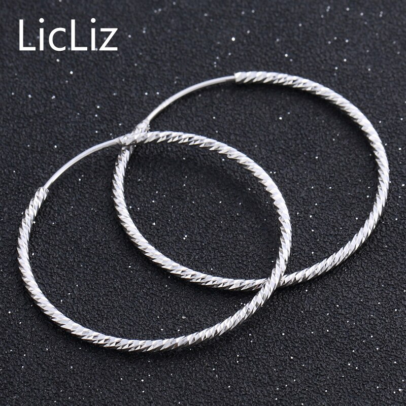 Licliz Grote 925 Sterling Zilver Hoop Earring Vrouwen Maxi Oor Piercing Loop Huggie Earring Verklaring Ronde Cirkel Oor Hoepel LE0335