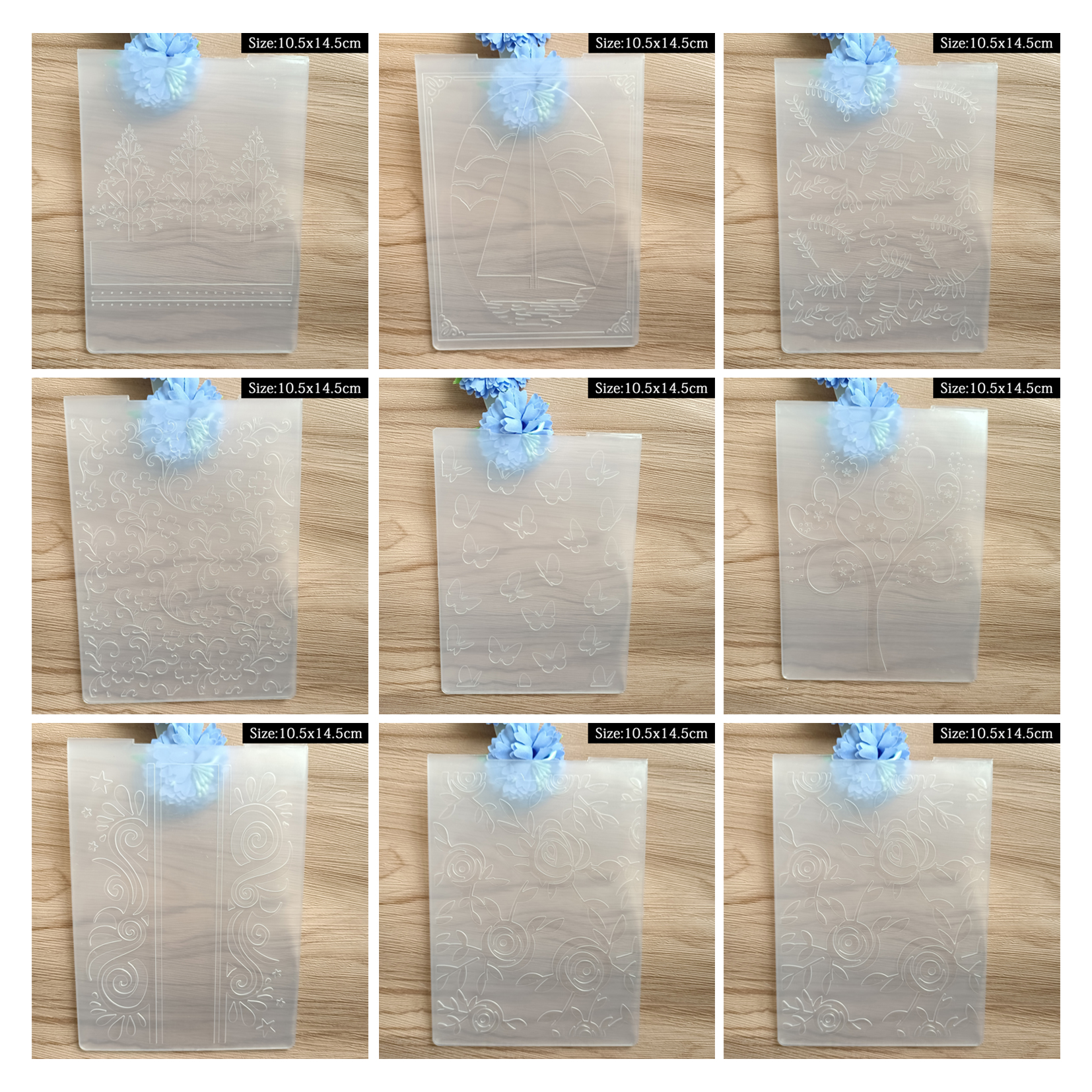 Carpeta de relieve de flores rosas para álbum de recortes, manualidades DIY, con 11 patrones diferentes/árboles/hojas/flores