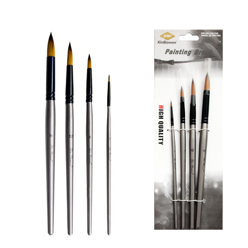 EZONE 4PCS/Set Oil Painting Brushes Different Shape Watercolor Brush Nylon Hair Brushes Fan Brush Art Students Writing Pens: T2