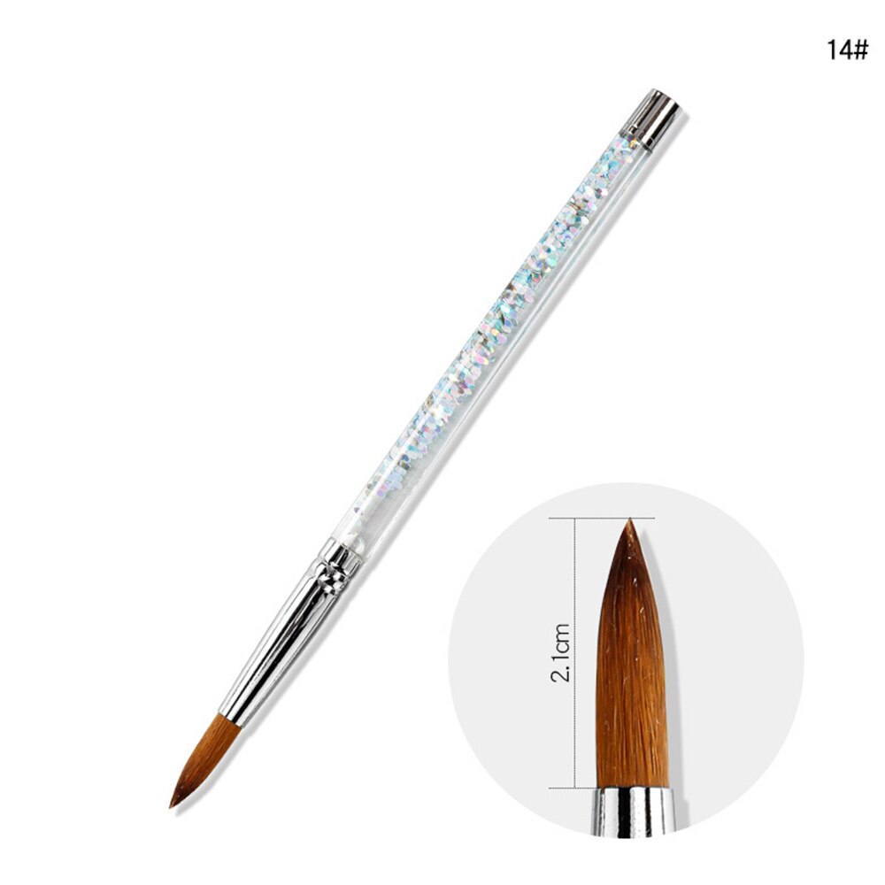 Pincel de unha acrílico de nylon, escova de polimento gel uv, esmalte para unhas artísticas, moda, ferramenta de manicure com cabo de glitter líquido: Type-14