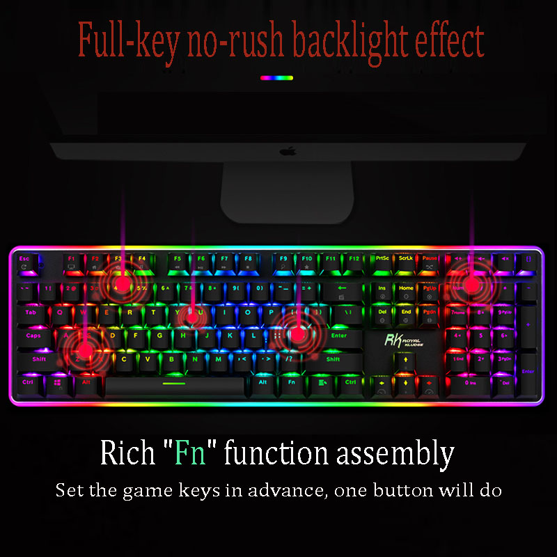 Teclado mecánico RK918 ROYAL KLUDGE para videojuegos, con cable USB, 108 teclas con retroiluminación RGB, interruptor marrón para PC, ordenador