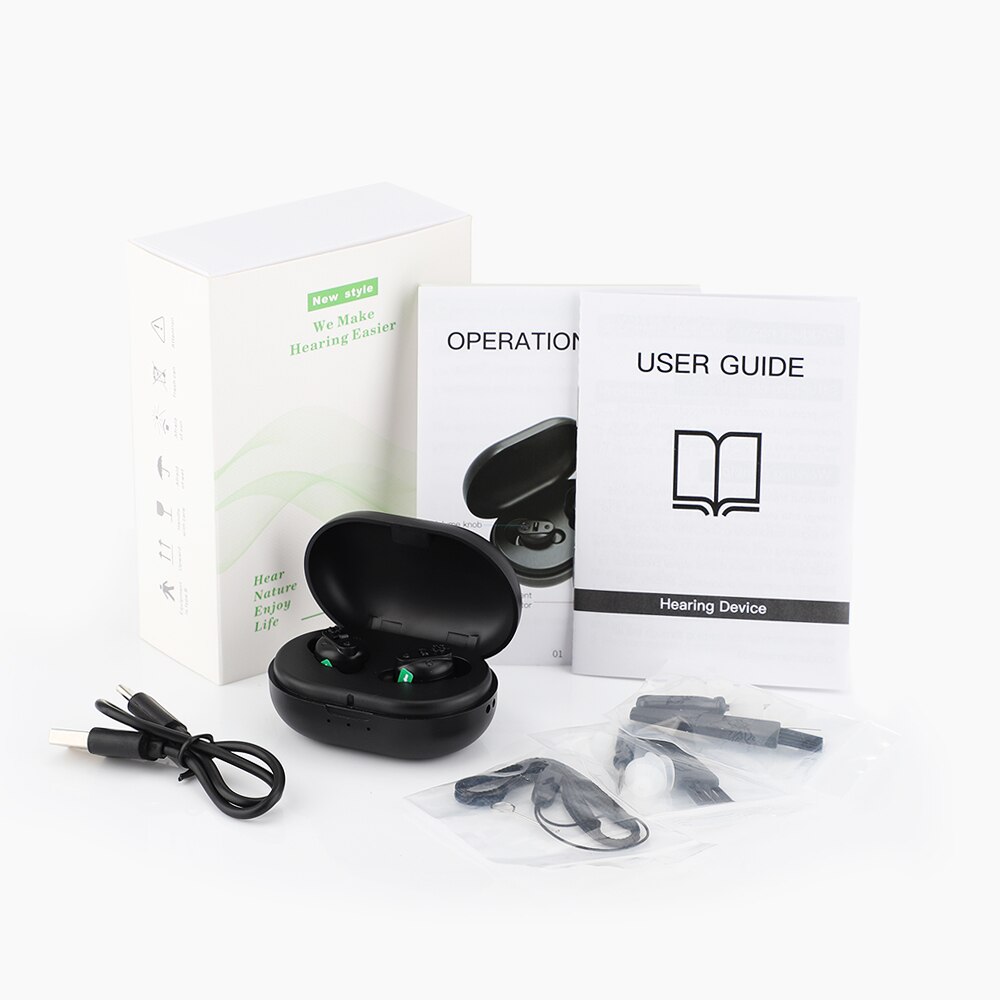 Rechargeable Hearing Aids Mini Sound Amplifier Enhancer Portable Wireless Hearing Amplifier for Adults Hearing Aids with Botton