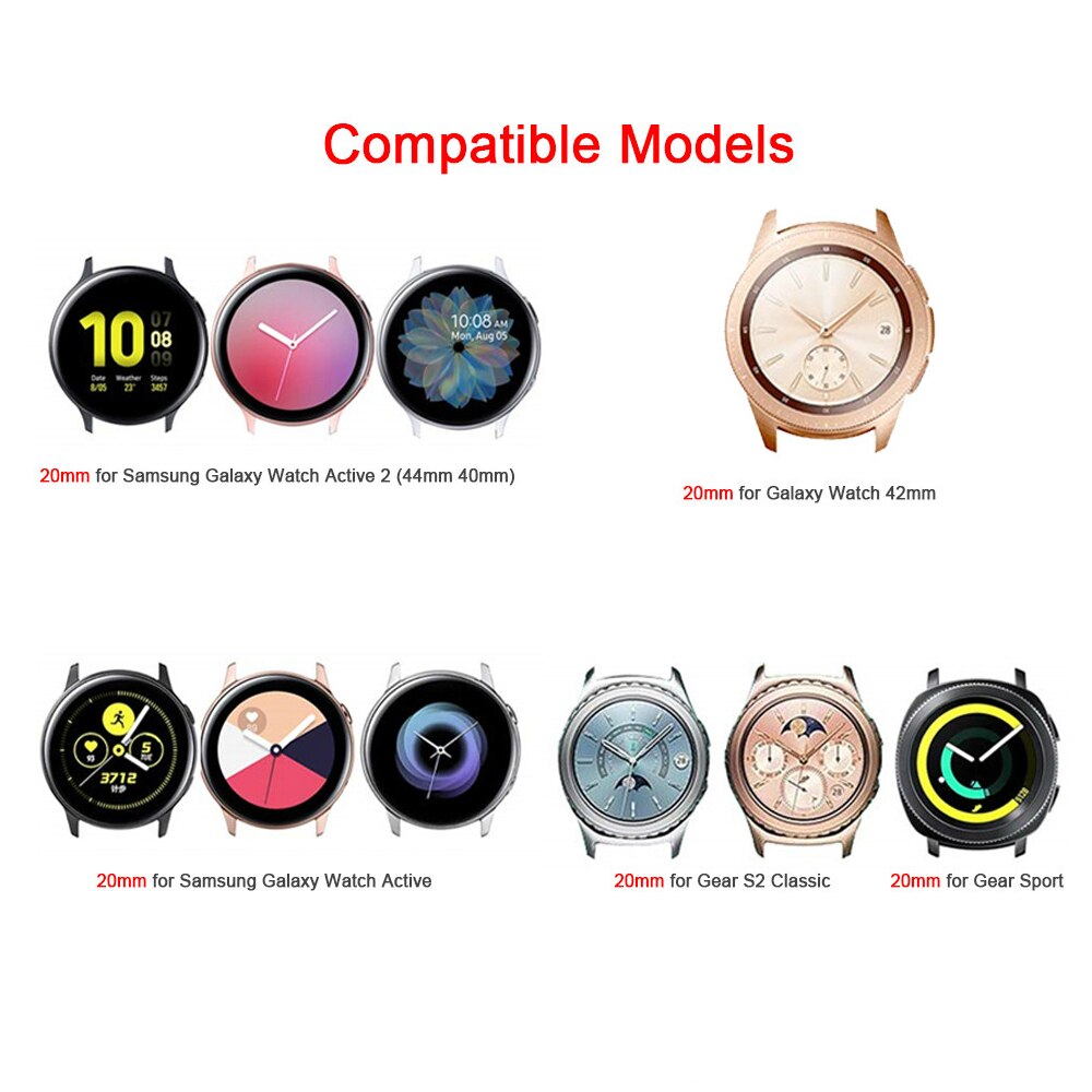 Siliconen band voor samsung galaxy watch 42mm, rubberen vervangende horlogeband voor samsung galaxy watch active 2