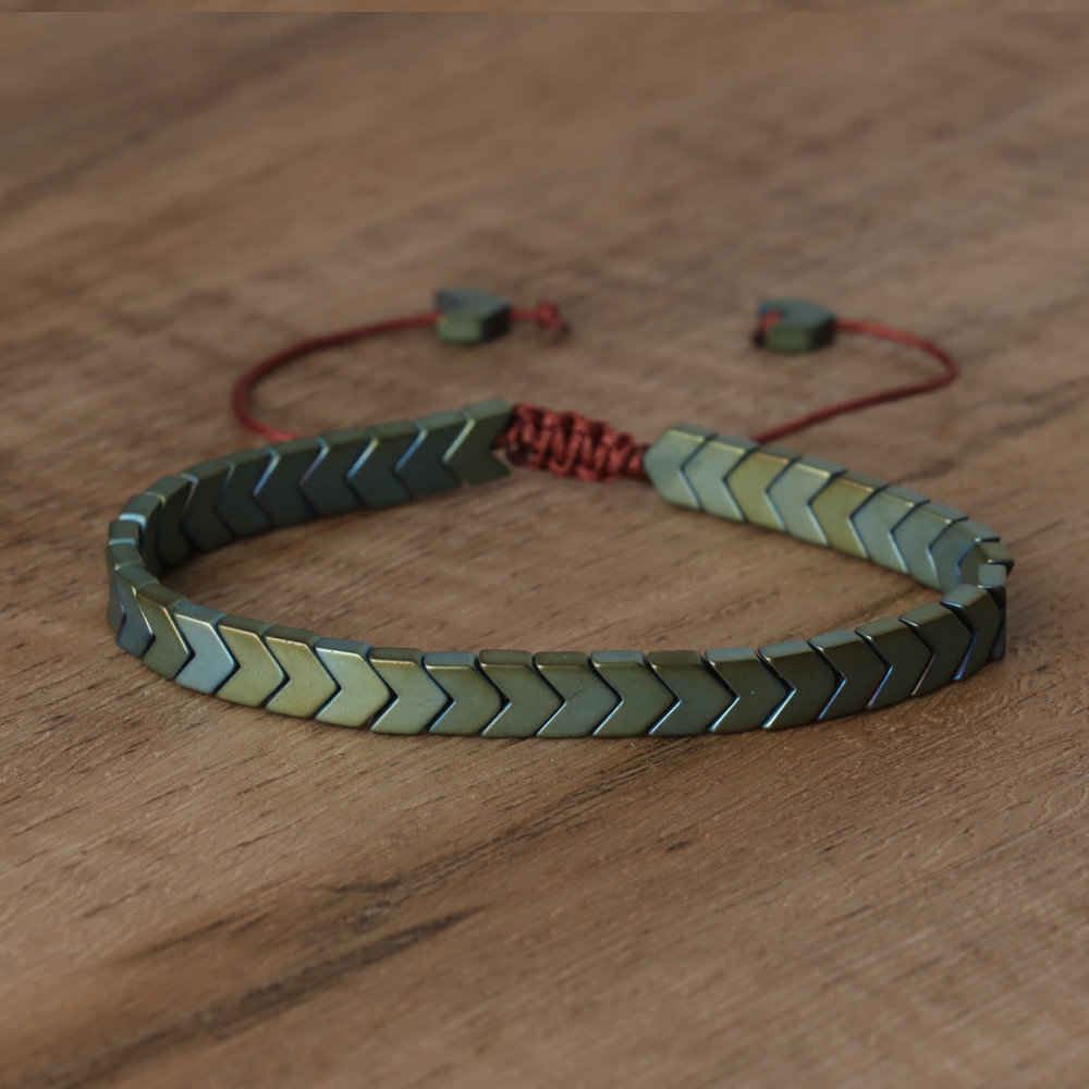 1 szt Bransoletka z hematytu - bransoletka z grotu strzały - bransoletka uzdrawiająca równowagę - medytacja uziemiająca uspokajająca bransoletka ochrony duchowej prezent: W kolorze jasnożółtym, złotym