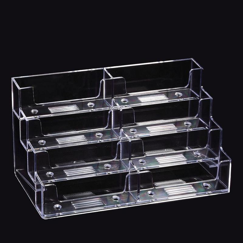 3 Grid Clear Acrylic Business Card Holder Brochure Transparent Desk Pamphlet Holder Credit Display Stand Bank Card Men Office