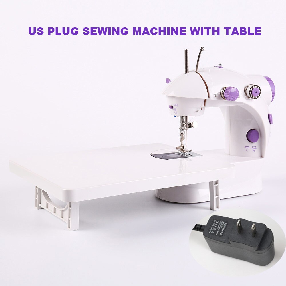 Mini pedal para máquina de costura, portátil, com luz noturna, cortador de linha reta e enrolamento automático: US WITH TABLE