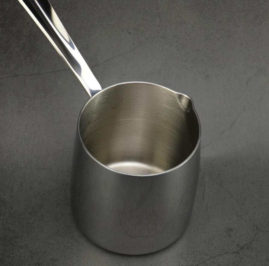 Stainless Steel Pot Coffee pot Milk Butter Coffee maker Warmer Mini Butter Melting Pot with Spout 18/10 Tri-Ply (12oz/370ml)