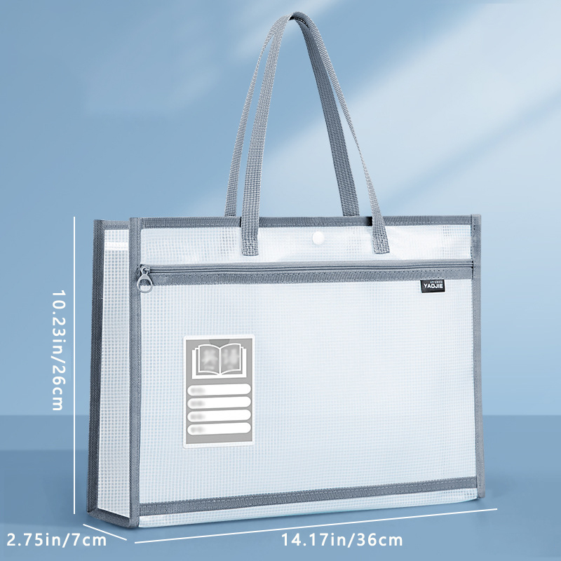 Carpeta de mano impermeable transparente portátil de gran capacidad, bolsillo para archivos autoadhesivo, suministros de oficina