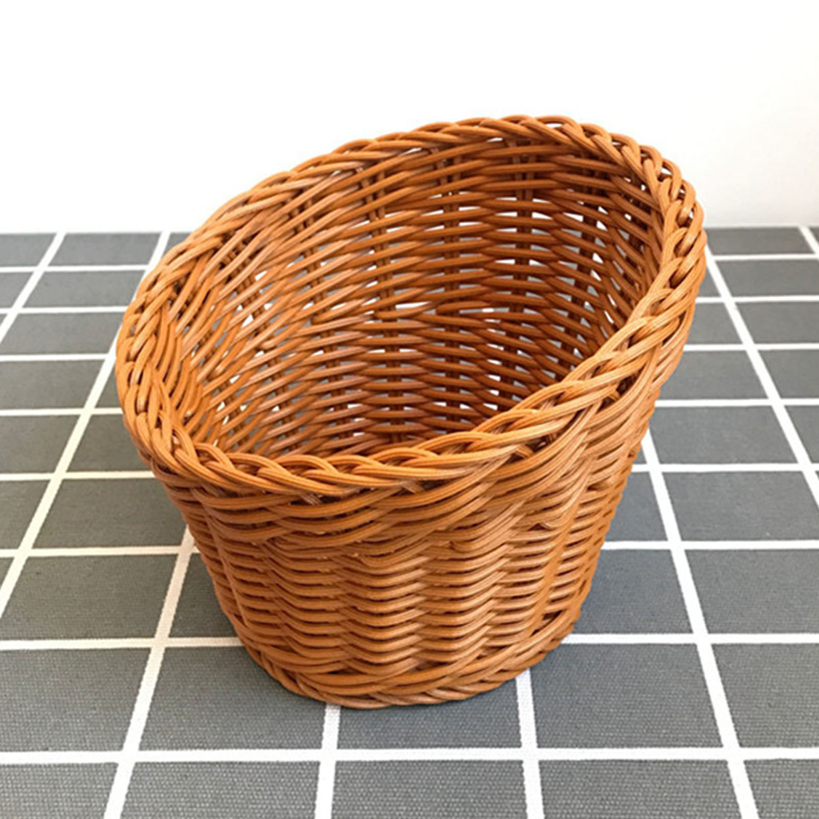 Handgemaakte Rieten Geweven Mand Brood Dienblad Simulatie Rotan Desktop Manden Voor Keuken Picknick Geweven Opbergmand
