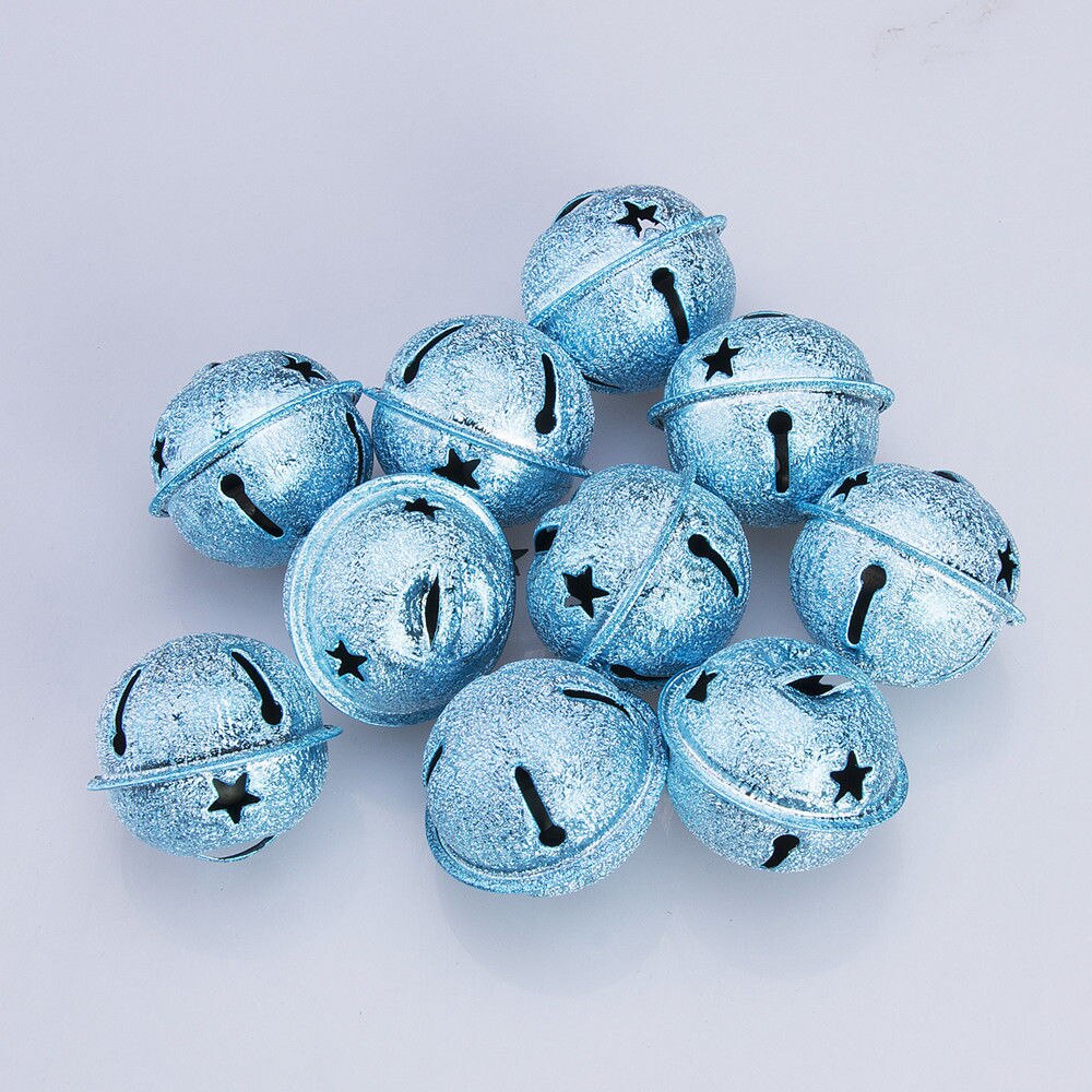 10 stk løse perler jingle bells vedhæng charms juledekoration xmas diy håndværk: Blå