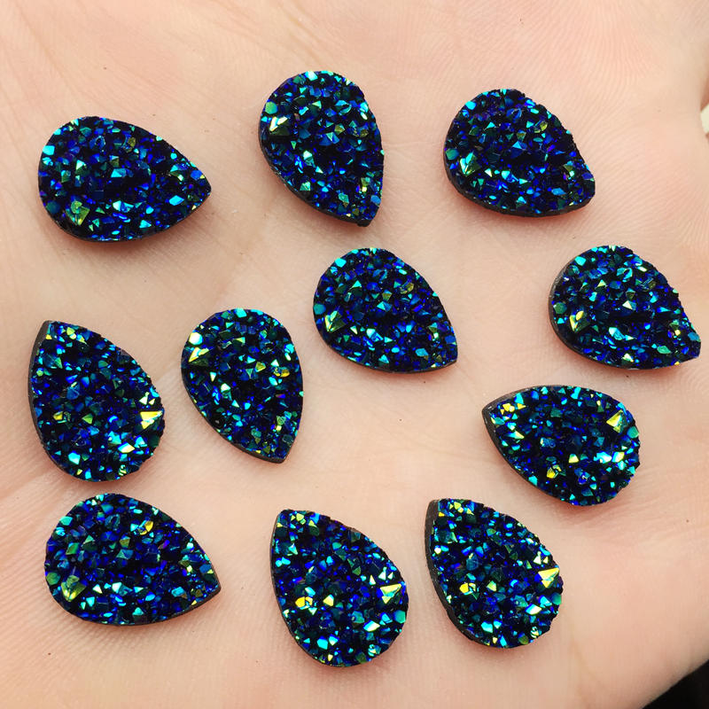 Diy 50 Stuks 9*13Mm Glitters Ab Kleuren Minerale Oppervlak Resin Plaksteen Cabochon Diy Bruiloft Decoratie ambachten-A57