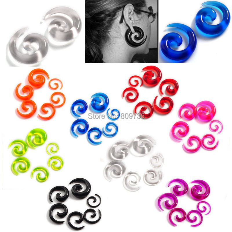 12 stücke Chic Spirale Ohr Taper Gauge Acryl Ohr Stecker Expander Bahre Flesh Tunnel Kit Piercing Körper Schmuck