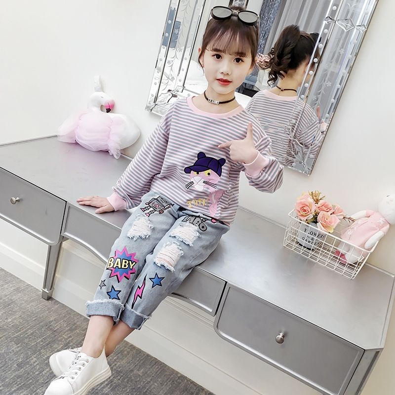 Spring Jeans For Girls Children's Jeans Elastic Waist Kids Jeans Girl Casual Autumn Clothes For Girls 6 8 10 12 14