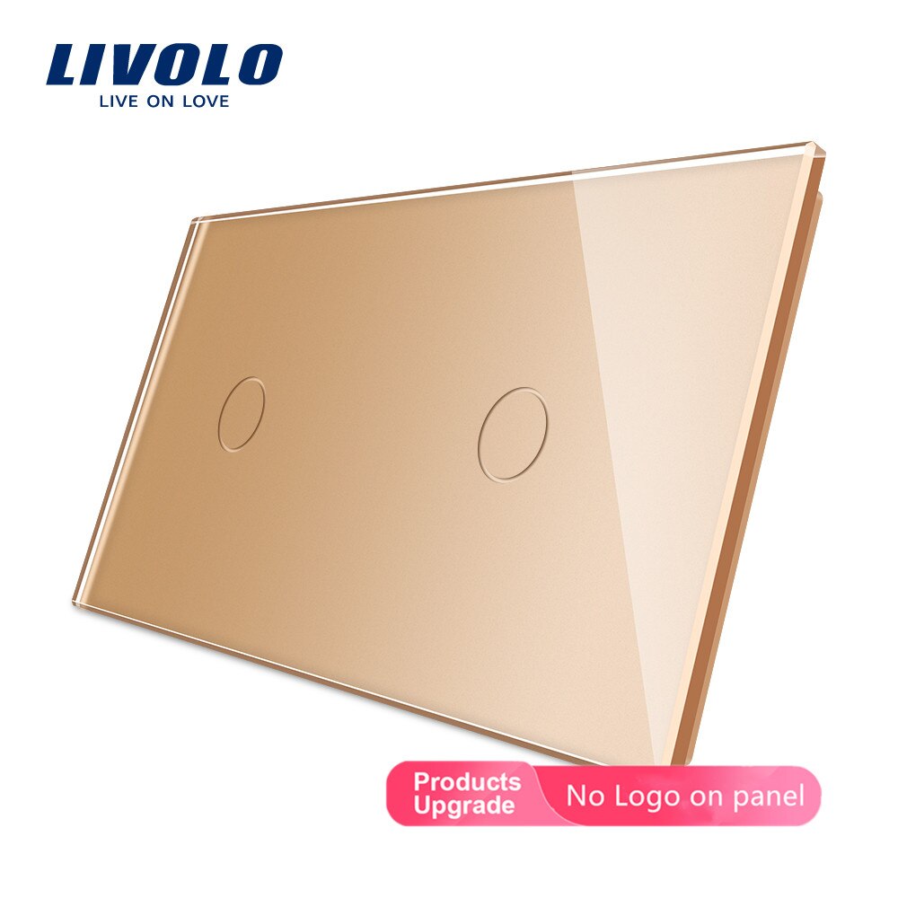 Livolo Luxury White Pearl Crystal Glass, 151mm*80mm, EU standard, Double Glass Panel,VL-C7-C1/C1-11 (4 Colors): Golden-No logo