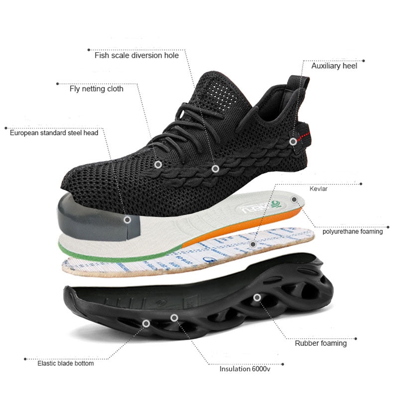 Mannen Stalen Neuzen Veiligheid Werkschoenen Voor , Lichtgewicht, Ademend, Smash-Proof, prikbestendige En Antislip Veiligheid Sh