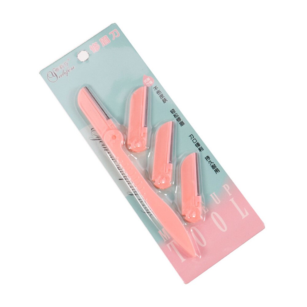 Cuchillo plegable para cejas, cuchilla reemplazable de tres piezas, maquinilla de afeitar para mujer y niña, Kits de maquillaje portátiles de viaje, 1 bolsa