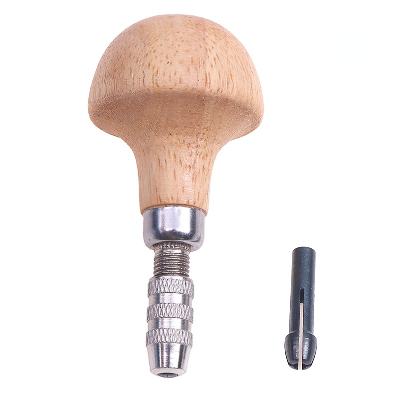 Herramientas de joyería hechas a mano, Kit de herramientas de taladro de envoltura de alambre de torsión, mango de madera con 2 mandril, tornillo de banco de joyería, práctico: Plata