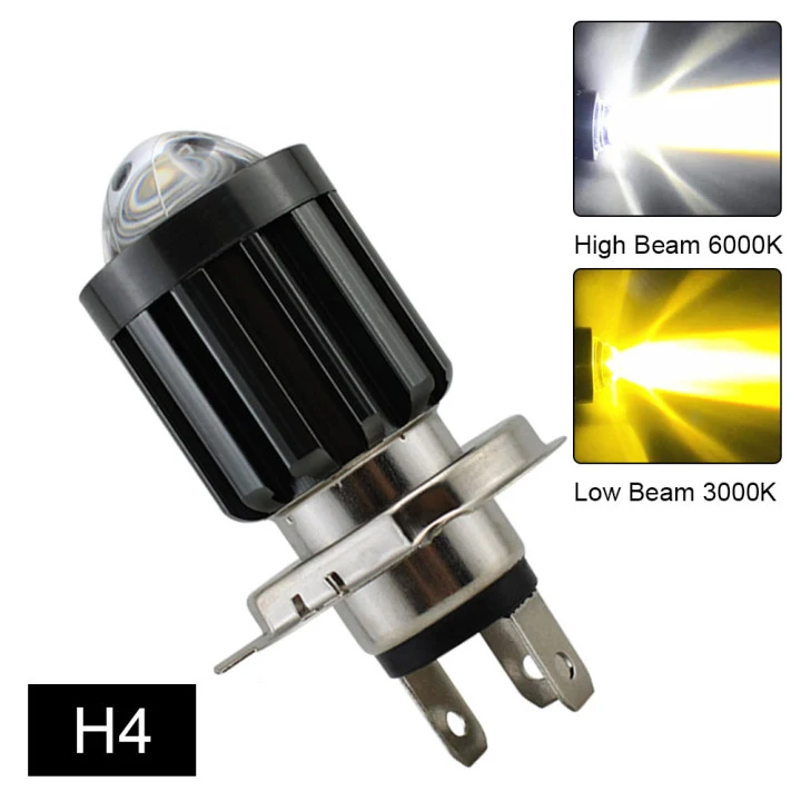 1pcs 12V H4/HS1 H6/BA20D 15W LED 6 COB Motorcycle Headlight Bulb 1200LM 6000K Hi/Lo Beam Light White Yellow Light: army green