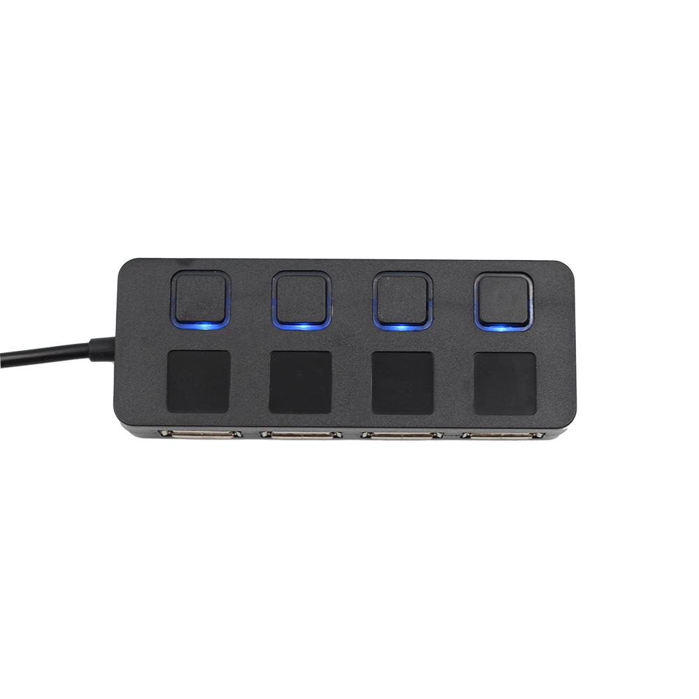 USB 2.0 Hub Splitter with Separate ON/OFF Switch Cable without power adapter LED 4 Ports For Laptop Desktop PC Black /White E03