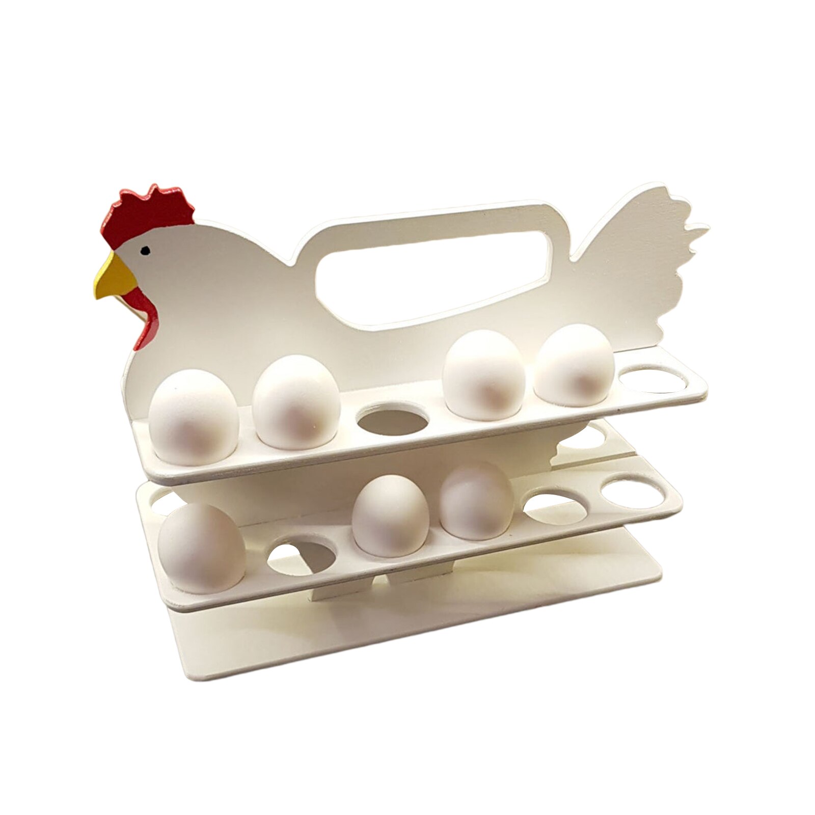 Casier à œufs en bois blanc, 12 compartiments, boîte de rangement Portable en forme de poule