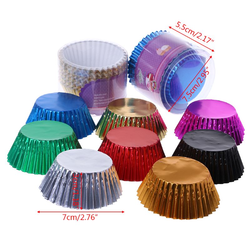 100PCS Paper Cupcake Cup Aluminium Foil Muffin Baking Cups Liners Cupcakes Case
