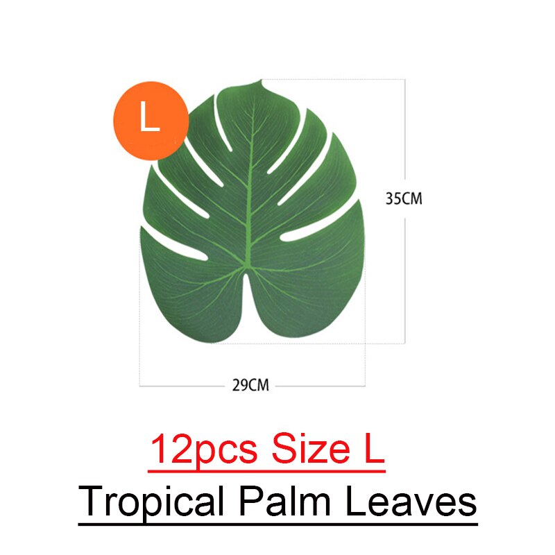 Decoración de hojas de palmera Tropical, decoración de boda, planta de Selva Verde, luau Hawaiano, en casa, 12 piezas: Size L Leaf