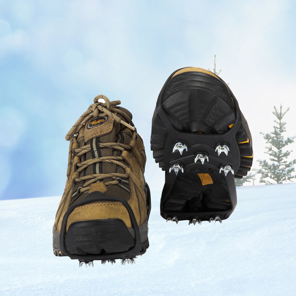 Crampones antideslizantes para zapatos de escalada en hielo, empuñaduras de hielo, cubiertas para zapatos de nieve, banda de goma elástica y ajustada, para invierno y exterior