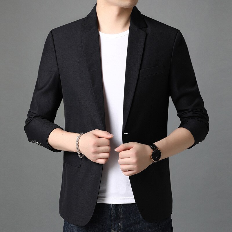Chaquetas de ajustadas e informales para hombre, con un botón traje inteligente, abrigo, ropa de ,: Black / XXL