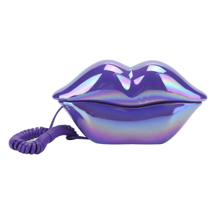 Lips Telephone Electroplate Desktop Landline Phone for Home Office Decoration Lip Shaped Phones telefone Red / Purple: purple2